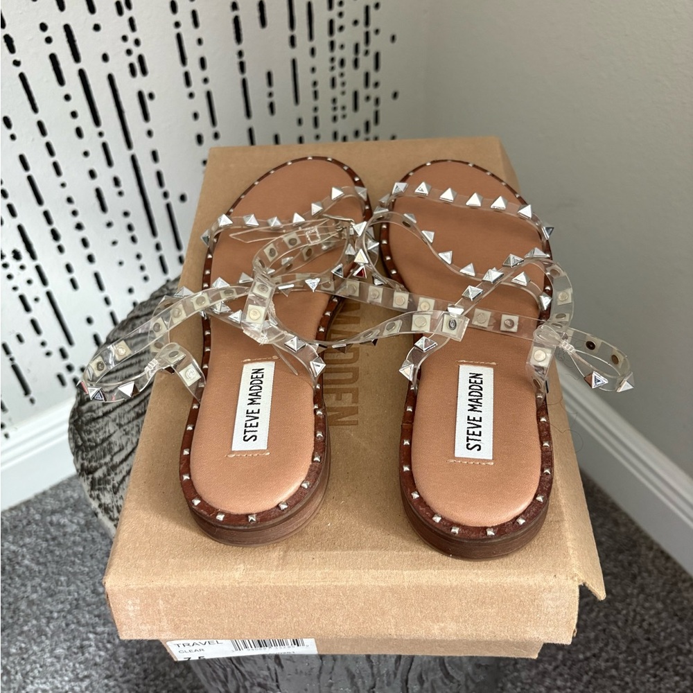 Steve Madden Clear Studded Sandals